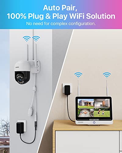 Überwachungskamera mit Monitor ZOSI 3MP WLAN für Außenbereich
