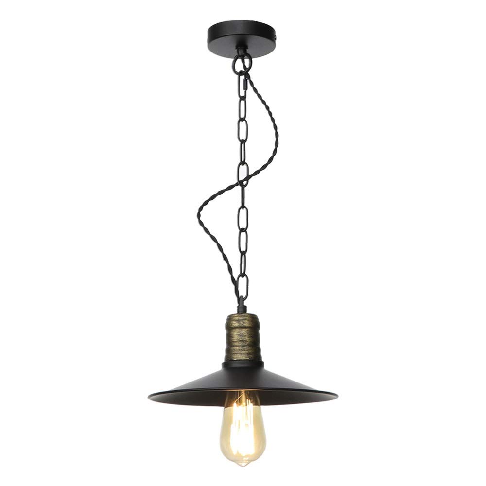 Lustre 1 lumière durable noir mat suspension rétro haut de gamme style industriel chic 30cm