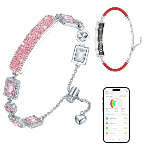 Image of 2-in-1 Crystal-Inlaid Smart Bracelet for Women, Jewelry Fitness Tracker with Heart Rate, Sleep & Cycle Tracking, IP68 Waterproof, Interchangeable Bands