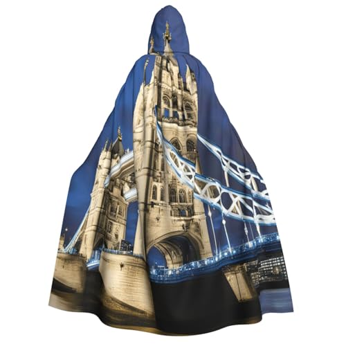 Cape à capuche imprimée Tower Bridge 190 cm accessoire cosplay festival et déguisement adulte