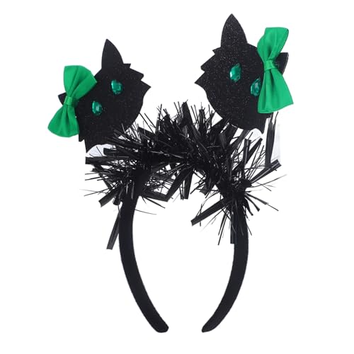Bandeau chat noir Halloween avec nœud vert pour accessoire cosplay adulte