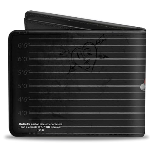 Buckle-Down Men's DC Comics Wallet, Bifold, Harley Quinn Hugging Joker Pose Lineup Grays, Vegan Leather, Multicolor, Standard Size2