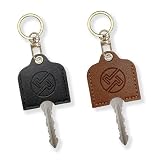 KARENSKEYS 2PCS Head Key Covers Caps, Leather Key Sleeves, Keychain, Stylish House Key Protector for Women Men
