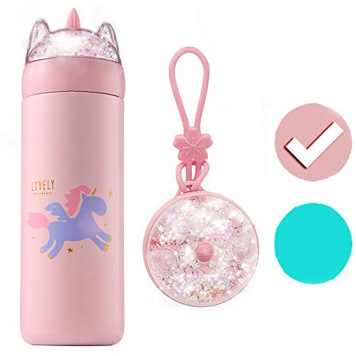 KINIA 12 Oz Unicorn Glitter 18/8 Stainless Steel Double Wall Vacuum Insulated Kids Water Bottle ~ Le - //coolthings.us