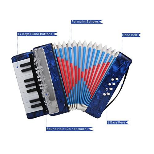 Kids Accordion Entry Level Piano Accordion 17 Key 8 Bass Beginner Accordion With Adjustable Shoulder Strap Piano Accordion Instruments For Beginners Mother's Day Gift #TOP2