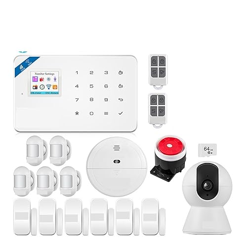 Système de sécurité Domestique, Système D'alarme GSM W181, Kit Domestique Tuya, Détecteur De Mouvement Intelligent, Capteur De Porte, Sirène, Caméra IP(KIT 4)