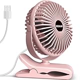 BESKAR Small Clip on Fan, 3 Speeds USB Fans with Strong Airflow, Clip & Desk Fans USB Plug in with Sturdy...