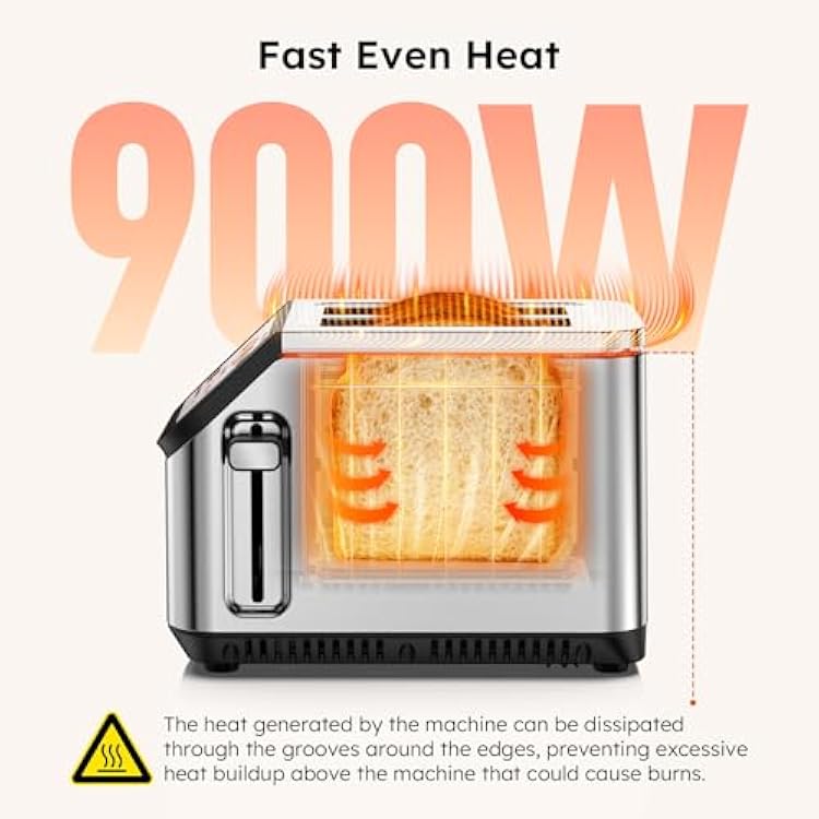Smart Toaster 2 Slice Wide Slot LCD Touch Screen, Stainless Steel Toaster with Memory Function, 10 Bread Types & 6 Shade Settings, Fast Even Toast, Removable Crumb Tray, 900W