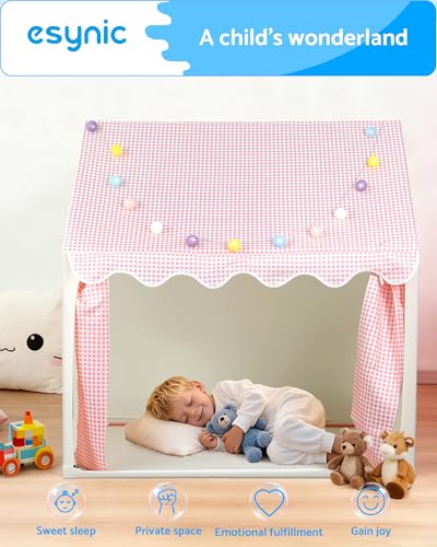 eSynic Washable Kids Play Tent with LED Lights-Durable Large Indoor Outdoor Playhouse for Toddler-Princess Castle Glowing Star Tent for Boys&Girls-Easy Assembly-Metal Poles-Gift for Birthday Christmas - Image 2
