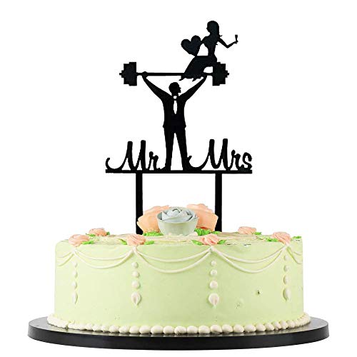 Weightlifting Cake Topper, Gym Mr And Mrs Cake Topper, Fitness Couple Anniversary Cake Topper, Funny Wedding Present For The Couple #TOP3