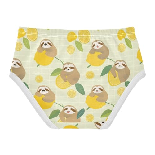 Wusikd Cartoon Sloth Lemons Girls' Underwear Cotton Cute Girls Briefs Soft Toddler Underwear 2T2
