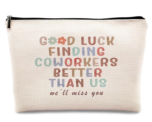 kdqua Good Luck Finding Better Coworkers Than Us Makeup Bag, Leaving Going Away Gifts Colleague Women, New Job Gifts, Coworker Goodbye Gifts Linen Cosmetic Bag Zipper Pouch Travel Toiletry Bag