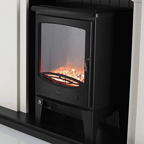 Warmlite WL45045 Newcastle Electric Fireplace Suite, Adjustable Thermostat and LED Flame Effect, Traditional Stove Design, White
