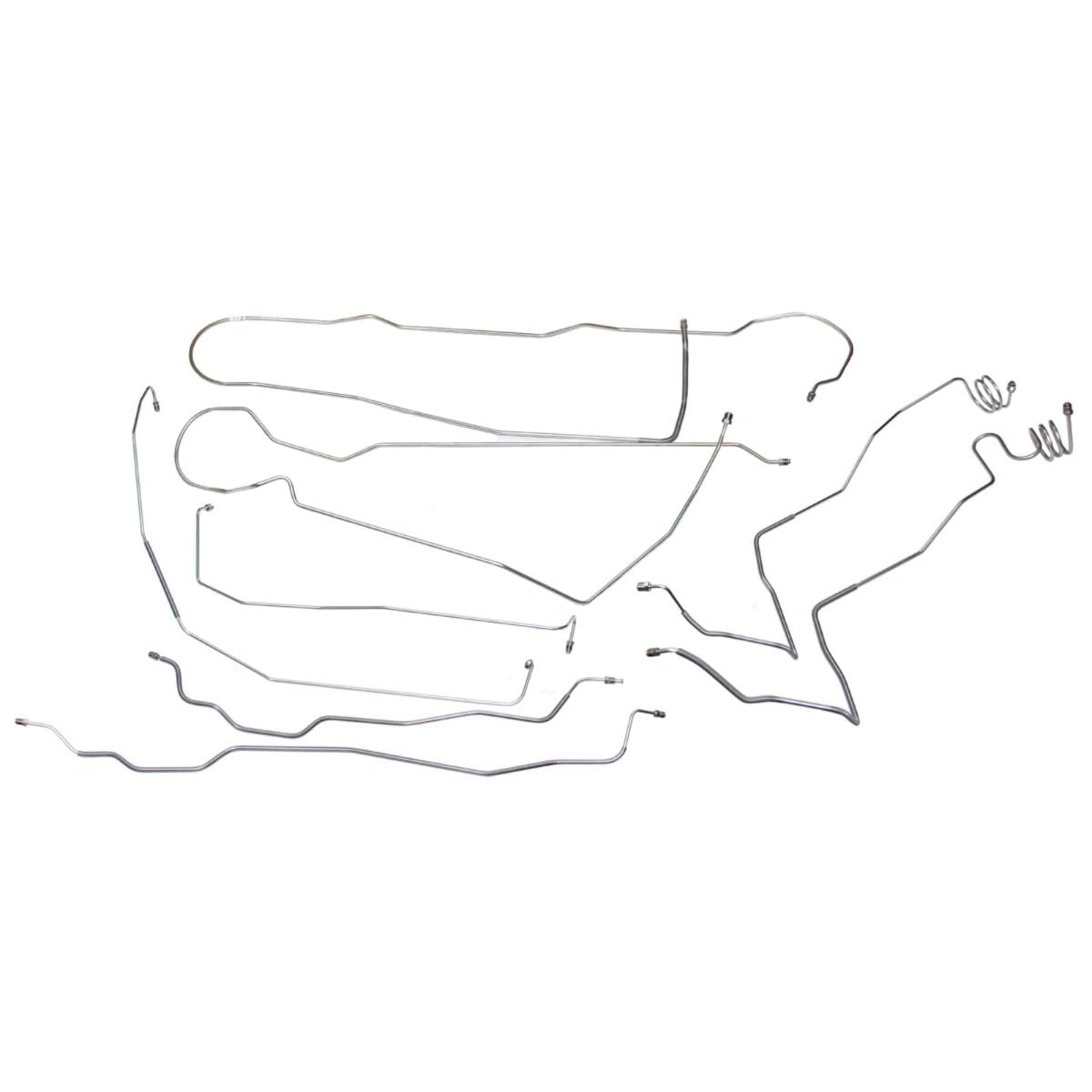 Inline Tube Compatible with 1973-80 Chevrolet GMC Truck 4WD 1/2-Ton Std. Cab Shortbed Power Disc Complete Brake Line Kit, 8pc, Stainless