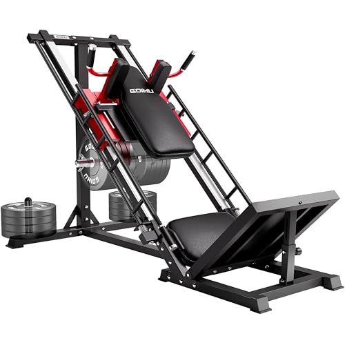 GOIMU Leg Press Hack Squat Machine Combo, 4 in 1 Adjustable Leg Press Machine with Quad Track Roller System, Hack Squat Machine for Full Lower Body Workout with Weight Storage Posts, L2-R Version