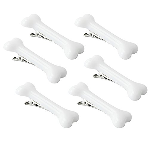 Armear 6 Pcs Dog Bone Hair Clips, White Bone Hair Pins for Women Girls, Halloween Cosplay Party Bone Hair Clips