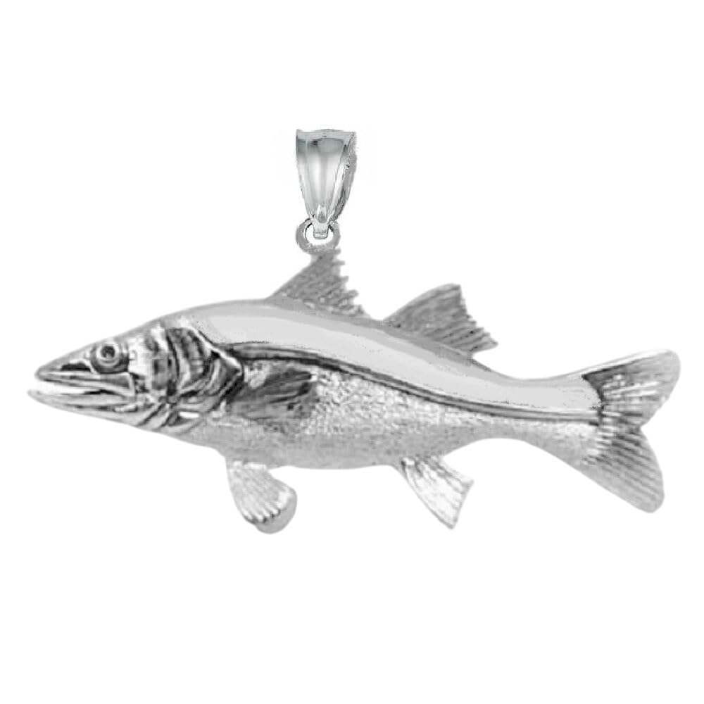 SURANO DESIGN JEWELRYSterling Silver Snook Fish 3D Solid Pendant, Made in USA