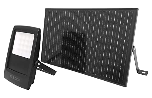 ELEDCO Foco Solar Exterior 200W, Luces Solares LED Modelo All-Black, Lámpara Solar con Mando a Distancia, Sensor de Movimiento (200 Vatios, Luz Blanca 6000K)