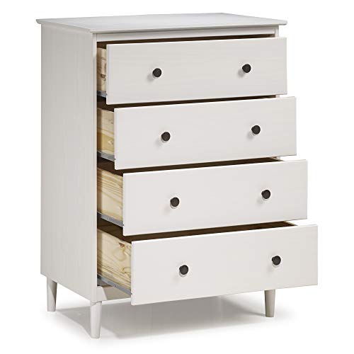 Walker Edison Tall Wood Dresser Bedroom Storage Drawer Organizer Closet Hallway, 4 Drawer, White - Image 9