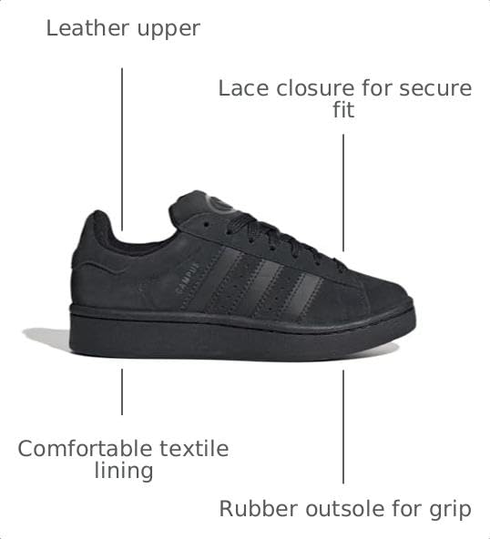 Image of adidas Campus 00 Big Kid Sneakers, Core Black /Core Black /Cloud White, Size 6