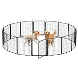 Feandrea Parque para Perros, Valla de Acero para Mascotas, Corralito Plegable con Puerta, 276 x 276 x 80 cm, Negro Ahumado, Uso en Interiores y Exteriores, Colección Dack PPK038B102