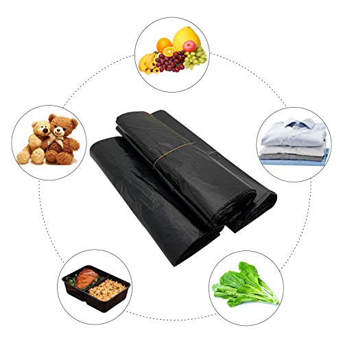 LazyMe T Shirt Bags Black Plastic Grocery Bags with Handles in Bulk, Bolsas De Plastico Para Negocio, 16x23 Inch (100 Pcs) - Thumbnail 7