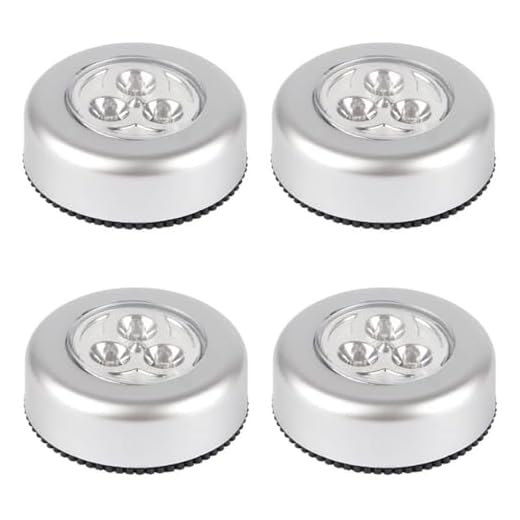 LNJBABAO 4 Pieces Touch Led Battery Lights - Indoor Stick-on Push Light for Closets, Cabinets, Counters or Utility Rooms