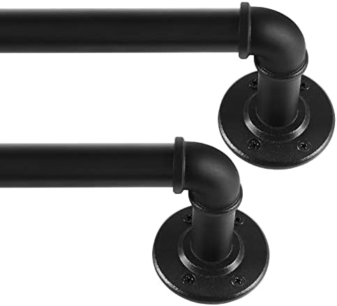 Czarne karnisze do zasłon z przelotkami, industrialne, metalowe, rozsuwane, do okien 67122 cm