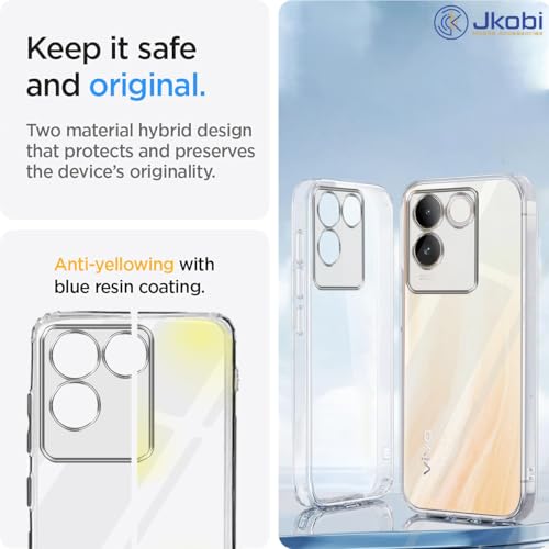 Image of Jkobi Back Cover for Vivo T2 Pro (Silicone Clear Shockproof Case with Camera Protection | Soft and Flexible | Transparent)