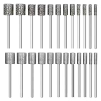 PWGHWG Diamant Fräser Set, 24 Stück Diamant Frässtifte mit 1/8 Schaft, Diamond Schleifstifte Körnung 46 Körnung 120, für Stein Glas Keramik Schnitzen, Schleifen, Polieren, Gravieren