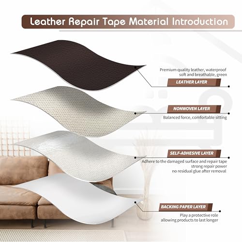 KING MOUNTAIN Leather Repair Patch,4 x 63 Inches self Adhesive Leather Repair Tape for Damaged Leather Furniture, Sofa Seating,Car Seats, Leather Goods(Dark Brown) by KING MOUNTAIN - Image 3