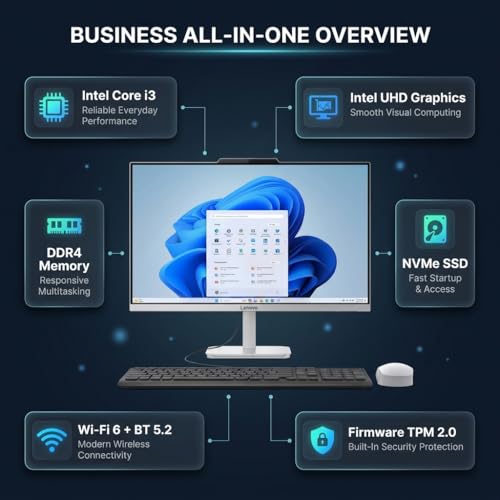 Image of Lenovo 24 inch All-in-One Desktop Computer, Intel 8-Core i3-N305 up to 3.8GHz, 16GB DDR4 RAM, 1TB PCIe SSD, 23.8 inch FHD IPS Display, WiFi 6, Bluetooth, Win 11 Home, Keyboard & Mouse