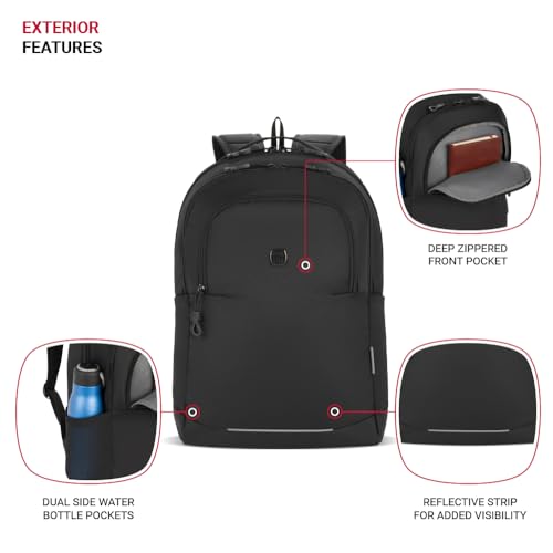 SwissGear Orientation Laptop Backpack, Black, 17"x12"x7" - Image 3