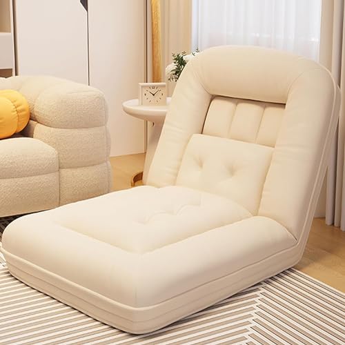 XANAYXWJ Sofá Perezoso con Acento sin Brazos, sofá Cama Plegable con Respaldo de 6 Posiciones y 2 Almohadas, puf Gigante con Relleno de Espuma de Alta Densidad Beige-190 * 95 CM