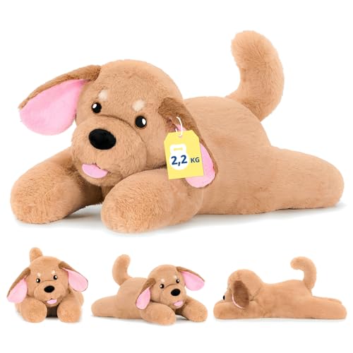 shownicer Gewichtstiere Hund 2,2 KG Gewichtetes Kuscheltier Hund Stofftier Großes Plüschtier XXL Golden Retriever Plüsch Kissen Spielzeug Geschenk für Erwachsene Kinder 3+ Jahre (Hund, 65cm)
