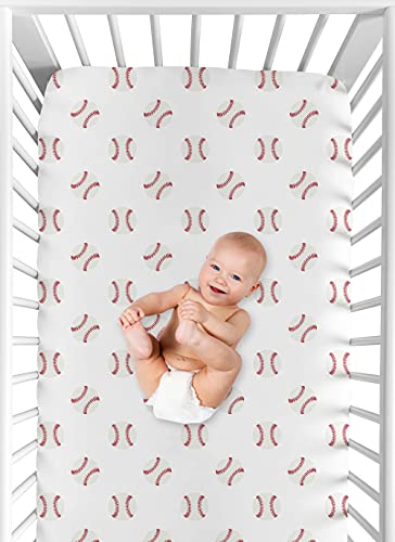 image for Sweet Jojo Designs Red and White Baby or Toddler Fitted Crib Sheet for