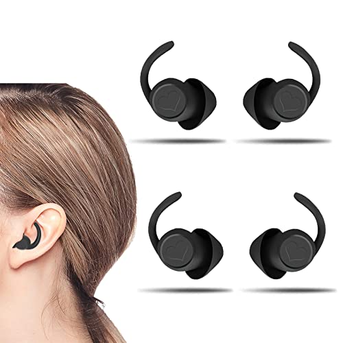Earplugs Noise Cancelling Ear Plugs for Sleep,2 Pairs Silicone Reusable Earplugs Noise Reduction Earbuds for Snoring Concert Study Motorcycle Work Flying Travel Essentials