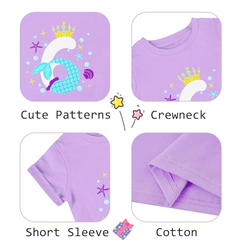 Image of Lovekider Girls Birthday T Shirts Cotton Short Sleeve T-Shirts Tee Party Clothing 3-6 Years