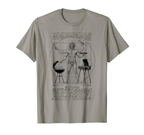 BBQ Vitruvian Man Barbecue Grill Cook Leonardo Da Vinci Chef T-Shirt