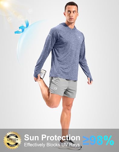 Image of Men's Sun Protection Hoodie Shirts Long Sleeve UPF 50+ Swim Shirts for Men Rash Guard Fishing Shirt Quick Dry