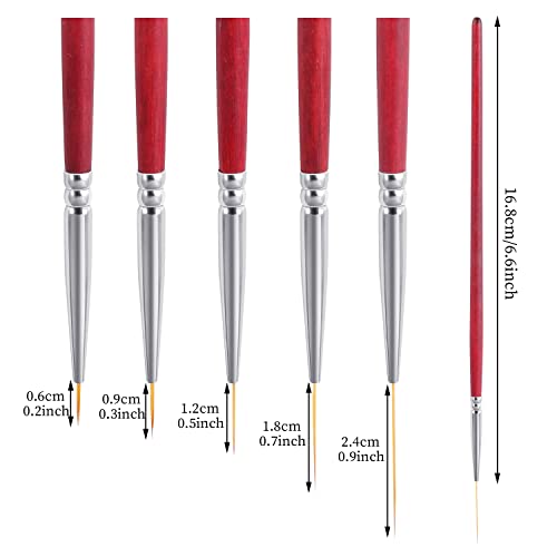 5 Pcs Long Nail Art Liner Brushes, 24/18/12/9/6Mm Nail Detail Brush Thin Nail Design Brush Pen Set For Nail Painting Drawing #TOP2