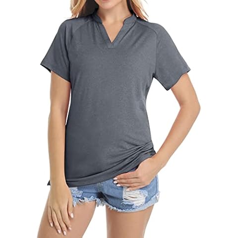 Camiseta Deportiva KEFITEVD para Mujer Transpirable y de Secado Rápido, Gris Oscuro, XL Cover