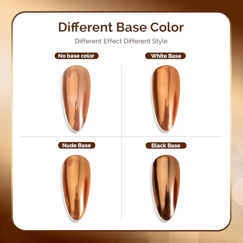 Image of MelodySusie Champagne Chrome Nail Powder for Gel Nails,Metallic Mirror Effect Pigment Stylish and Technological Fine Glitter for Home DIY Salon Use