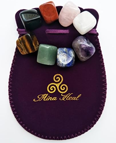 Mina Heal 8-pcs Healing Crystals/Chakra Stones/Crystal Set for Crystal Healing, Meditation, Healing Crystal Gifts, Spiritual Gifts, Relaxation, Decor