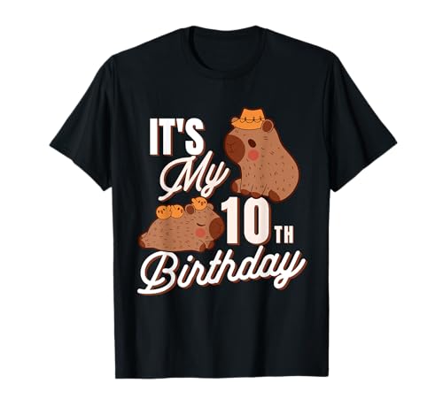Funny Its My 10th Birthday Capybara 10 ans d'anniversaire T-Shirt