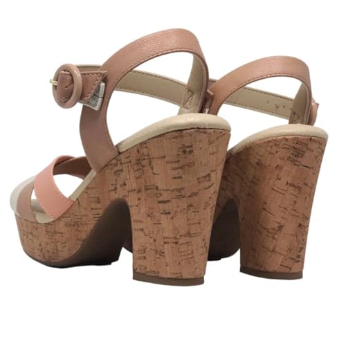 Sandália Modare Plataforma Salto Grosso 7165.113 Creme/Pêssego/Nude