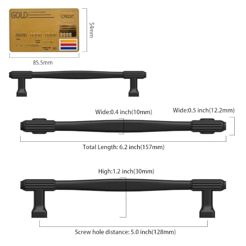 Amerdeco 10 Pack Matte Black Cabinet Pulls 5 Inch(128mm) Hole Center Heavy Duty Solid Kitchen Cabinet Handles Drawer Pulls — view 4