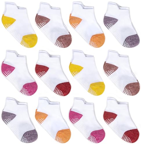 Image of Zaples Baby Non Slip Grip Ankle Socks with Non Skid Soles for Infants Toddlers Kids Boys Girls