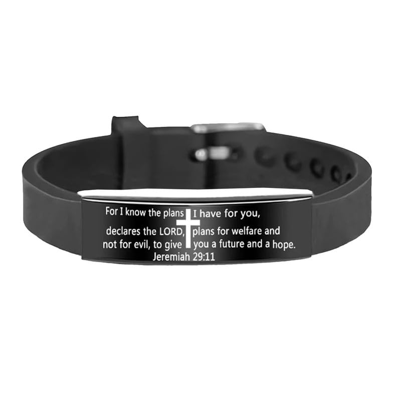 M Men Style Religious For I Know The Plans I Have For You Jaremiah 29.11 Wristband Black Silicone Bracelet For Men And Women Br09 (B0CQT17JYB) Amazon Price History, Amazon Price Tracker