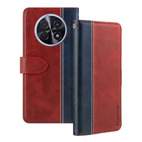 Shantime Leather Flip Case Compatible with Huawei Nova 14i 4G Case with Card Holder RFID Blocking Magnetic Kickstand Slim Fit Business Protective Cover(Red)